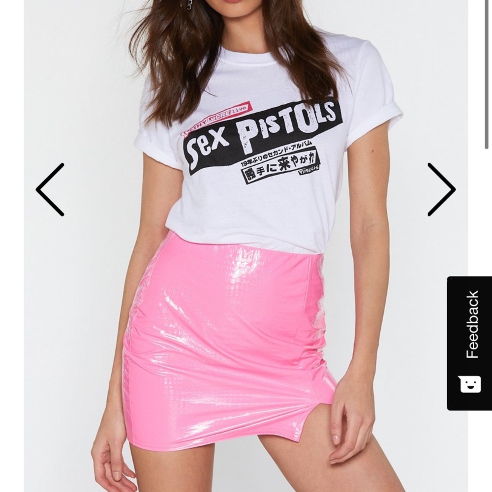 Nasty gal vinyl chance mini skirt pink NWT